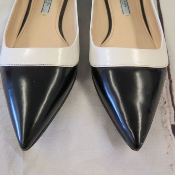 Prada Flats Black & White Bi-Color Spazzolato - Picture 2 of 7